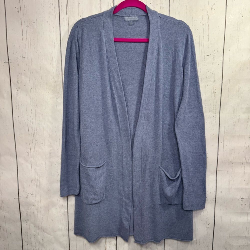 Barefoot Dreams CozyChic Ultra Lite Blue Open Front Cardigan Sweater M Lounge